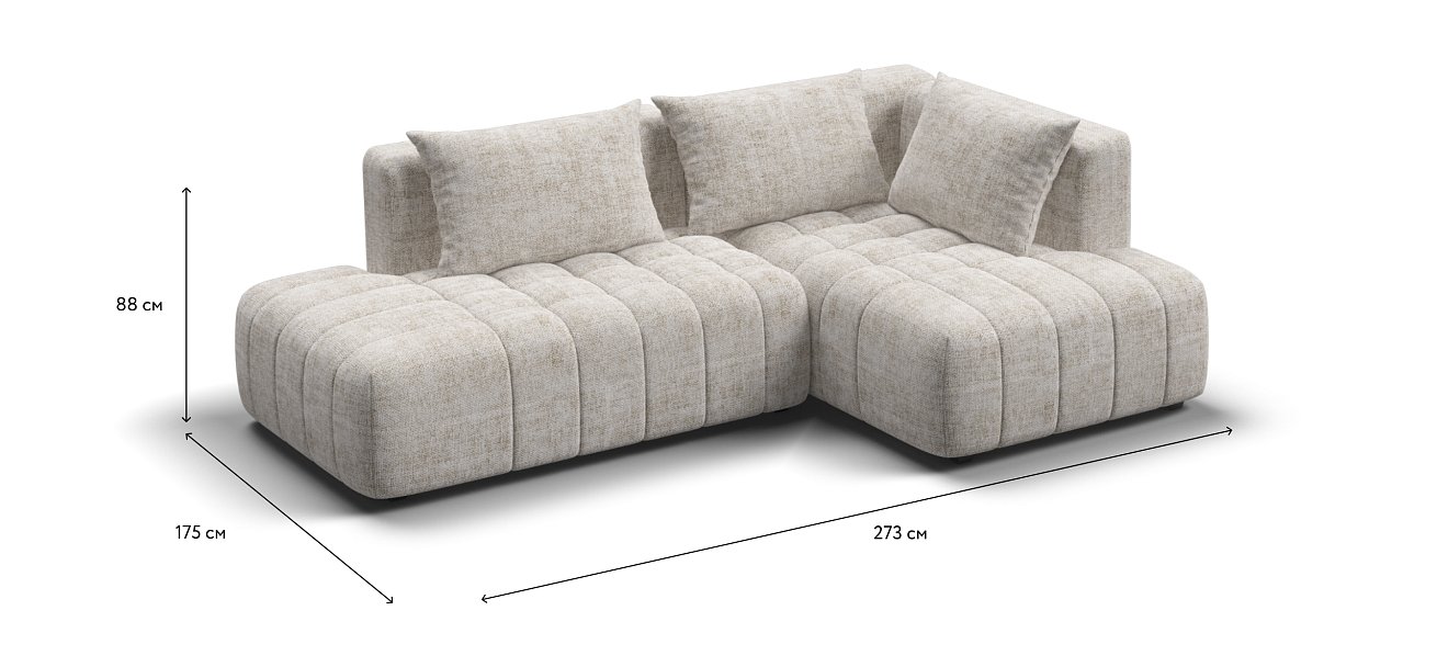 Босс Твин угловой диван правый Шенилл Смарт кварц