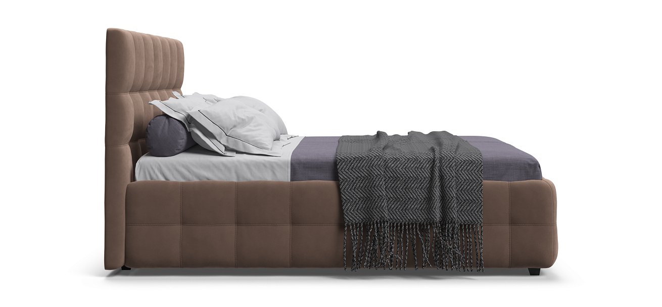 Босс Кровать+ПМ 160*200 Велюр Монолит мокко