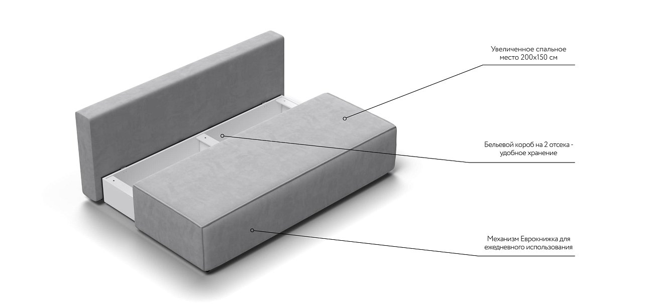 Диван NORD mini велюр Monolit сталь