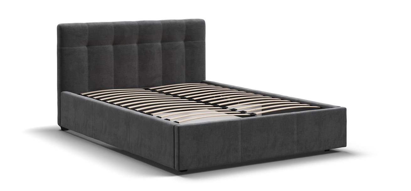 Кровать Белла 140*200 с ПМ велюр Monolit серая