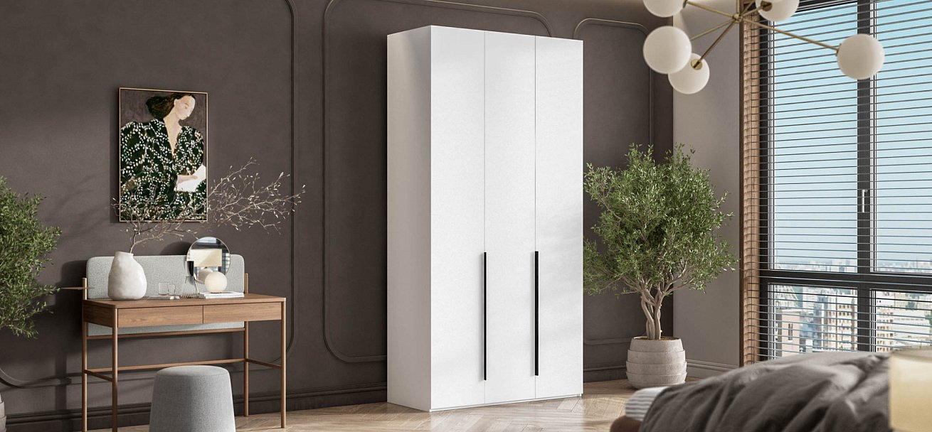 Босс Стандарт 120*236 шкаф распашной 3Д+ящики Белый