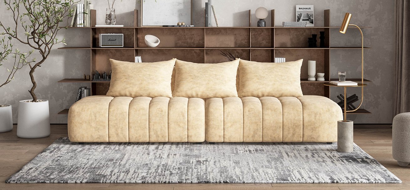 Диван Босс Твин прямой Велюр Роял шампань