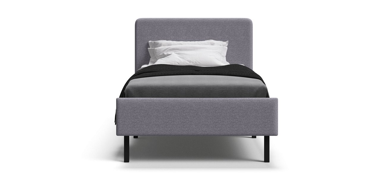 Кровать Уна мини рогожка Malmo платина, Чёрная