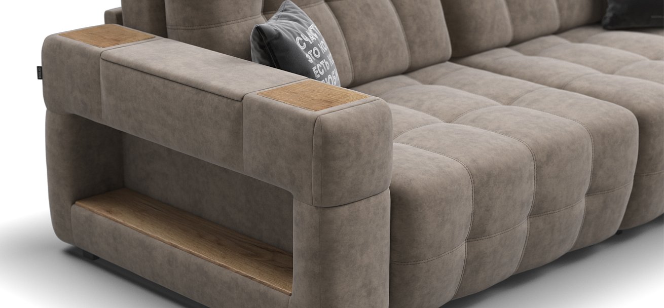 Диван BOSS.XO Велюр Роял тауп / WOOD Smok