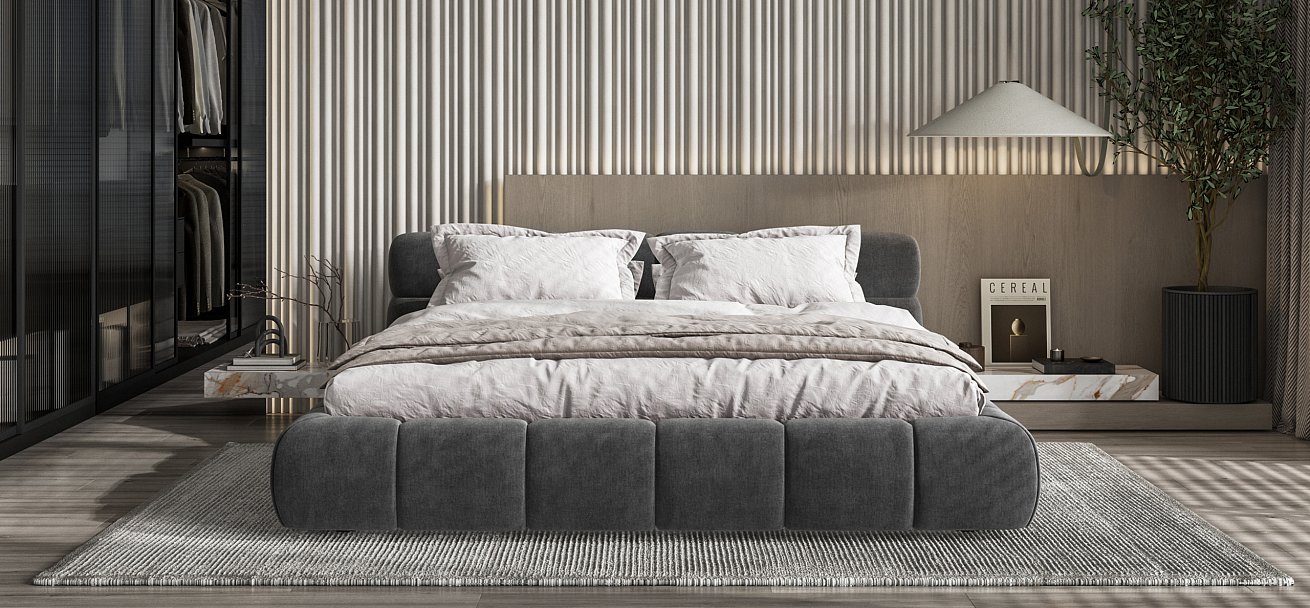 Кровать Босс Дрим 180*200 Про велюр Monolit серая