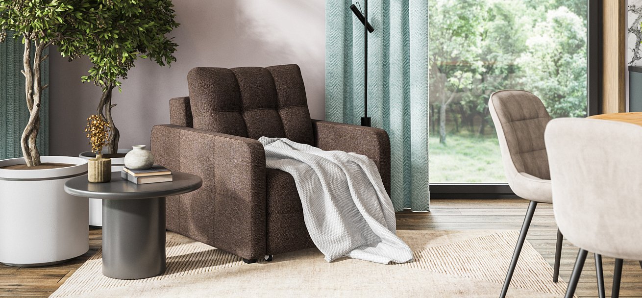 Кресло-кровать Денди Слим рогожка Malmo шоколад