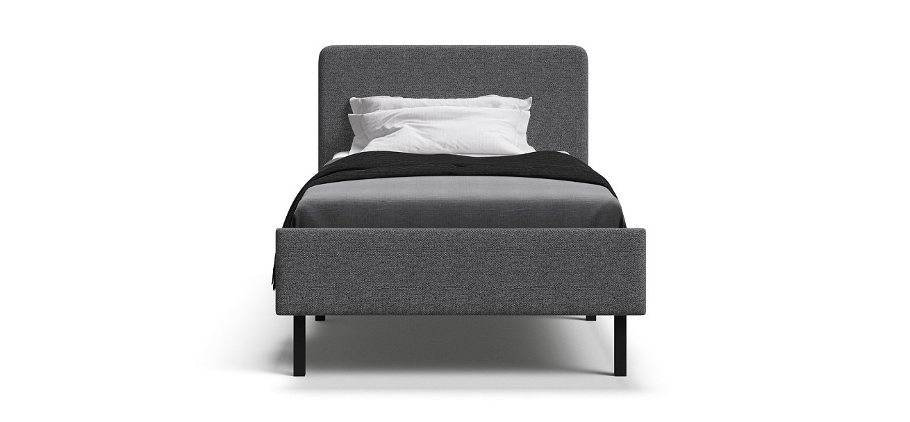 Кровать Уна мини рогожка Malmo серая, Чёрная