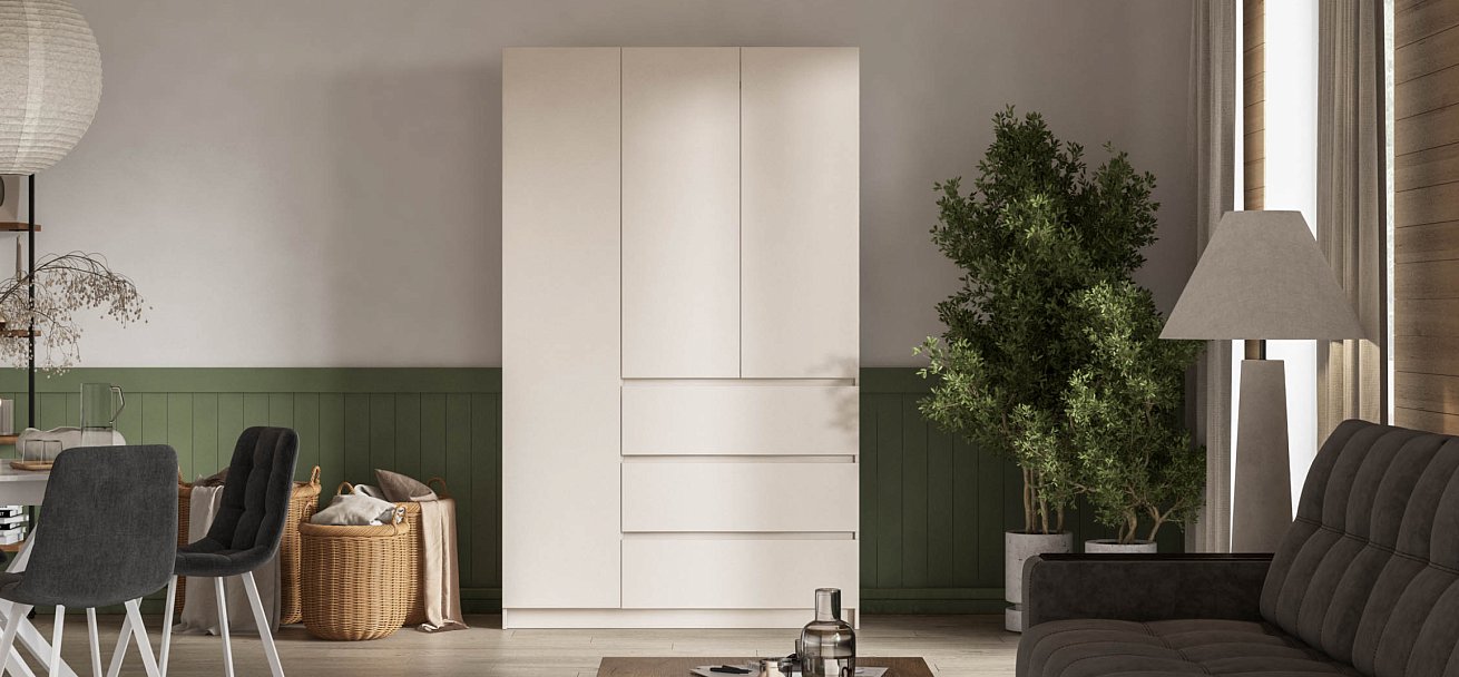 Идея 135 шкаф распашной 3Д+ящики Кашемир