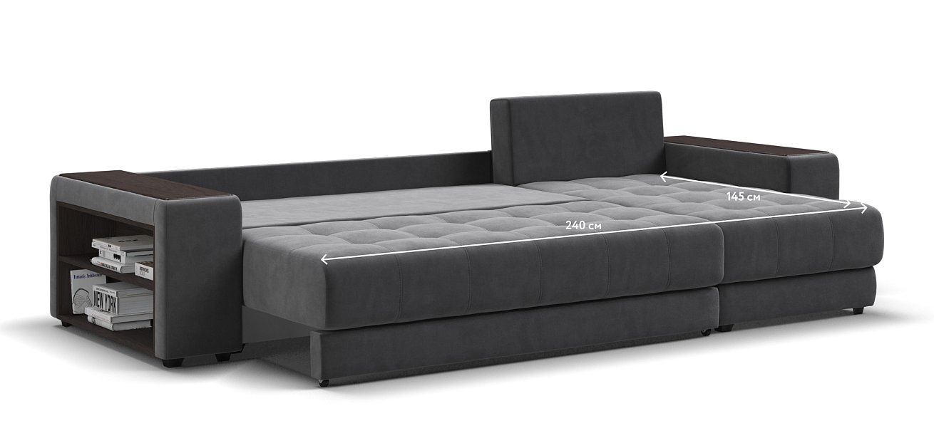 Дубай угловой диван Велюр Монолит серый, Монолит синий