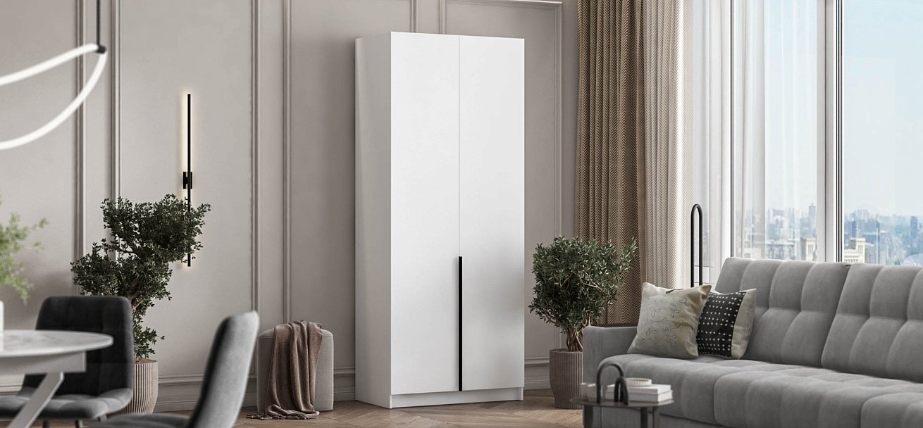 Босс Стандарт 90*220 шкаф распашной 2Д + ящики Белый