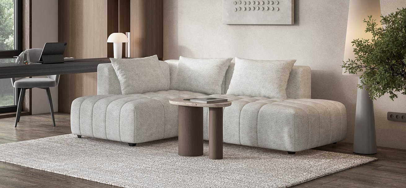 Босс Твин угловой диван левый Шенилл Клауд крем