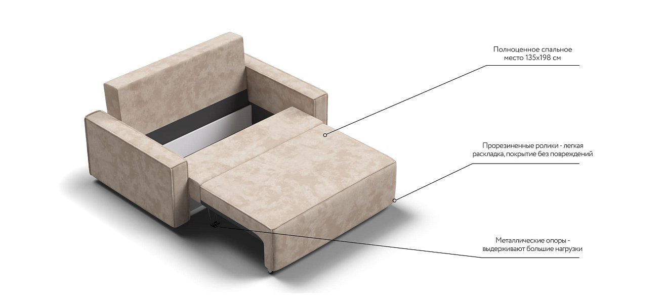 Диван NORD Compact велюр Alkantara пепел