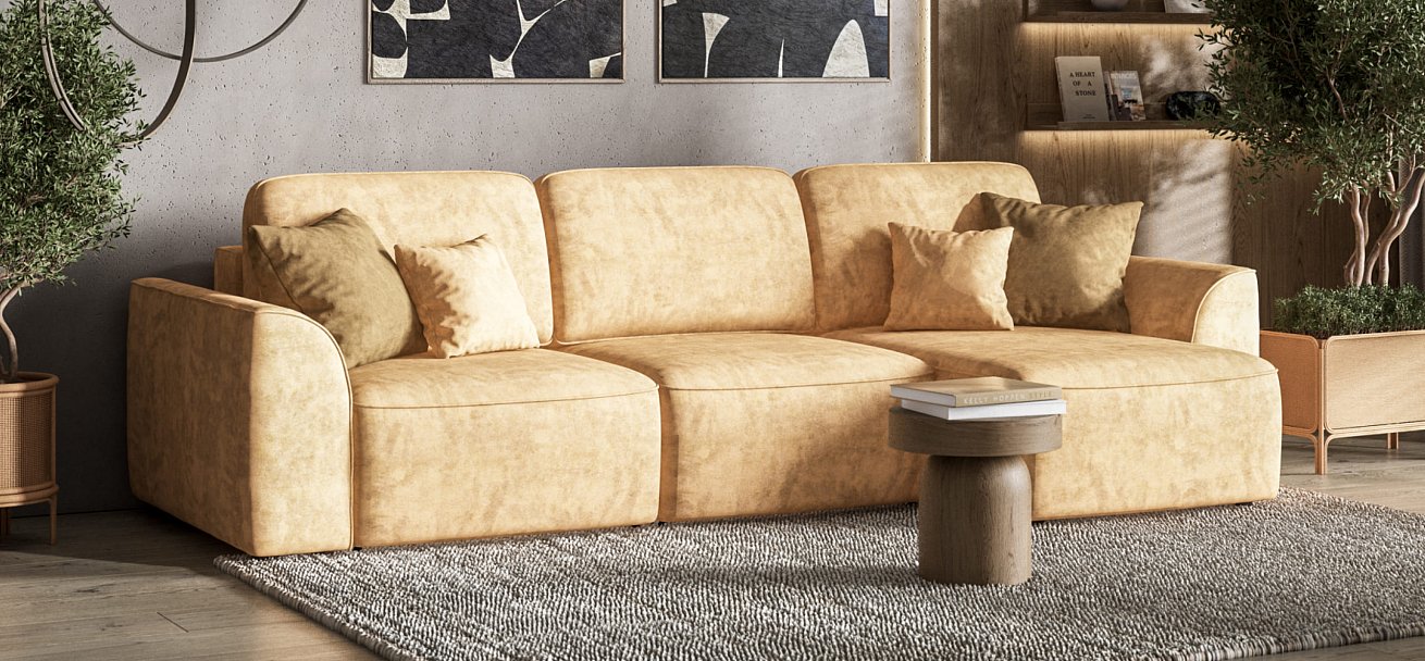 Угловой диван KING SE Велюр Роял шампань