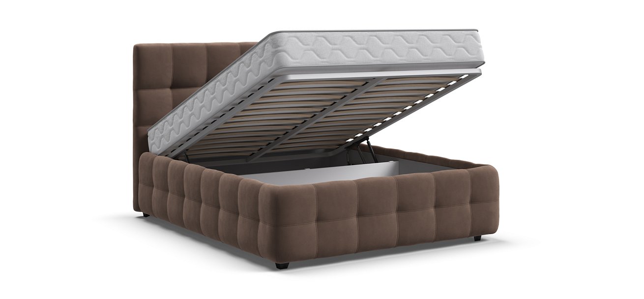 Босс Кровать+ПМ 140*200 Велюр Монолит мокко