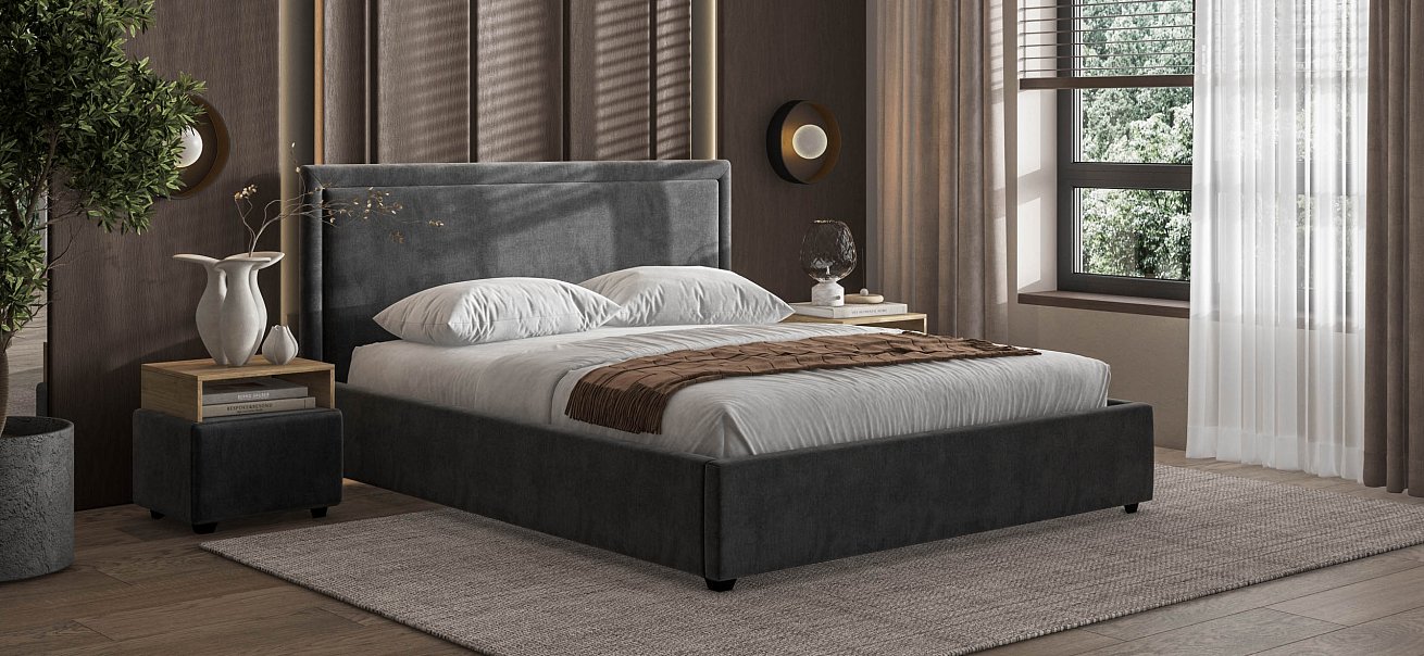 Кровать Фрея 160*200 с ПМ MONOLIT Серая