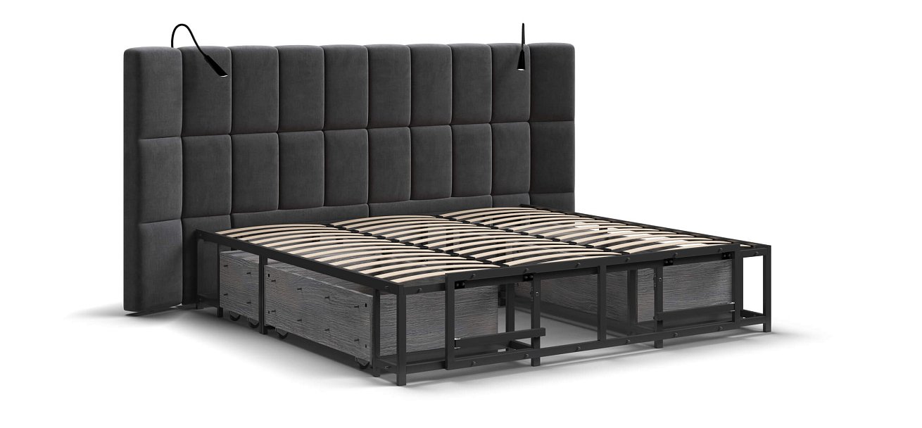 Кровать BOSS.XO 180*200 велюр Monolit серая