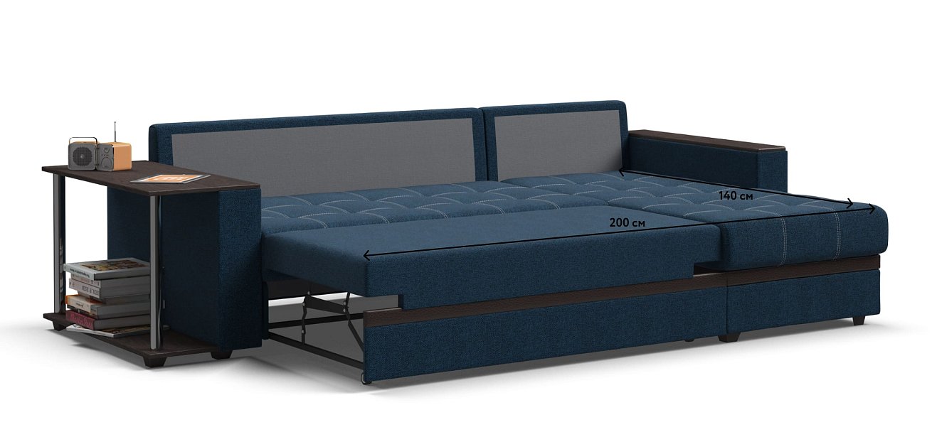 Угловой диван Атланта НПБ рогожка Malmo синий