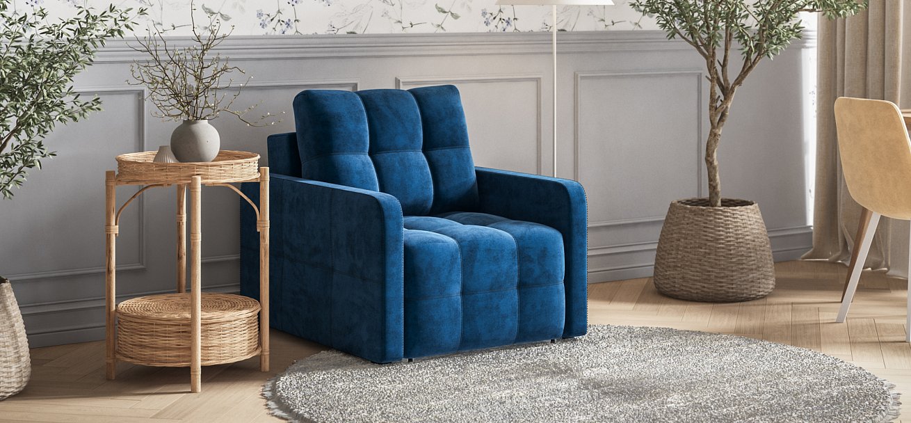 Кресло-кровать Денди Слим велюр Monolit синий