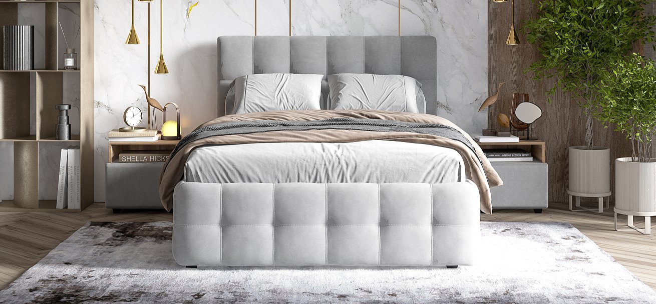 Кровать Босс 140*200 Про велюр Monolit сталь