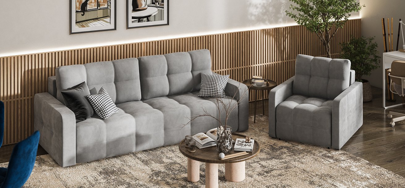 Кресло-кровать Денди Слим велюр Monolit сталь