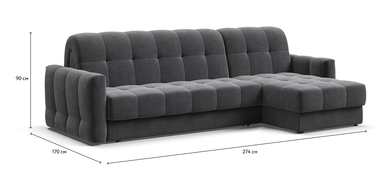 Угловой диван BOSS Sleep 160 велюр Monolit серый