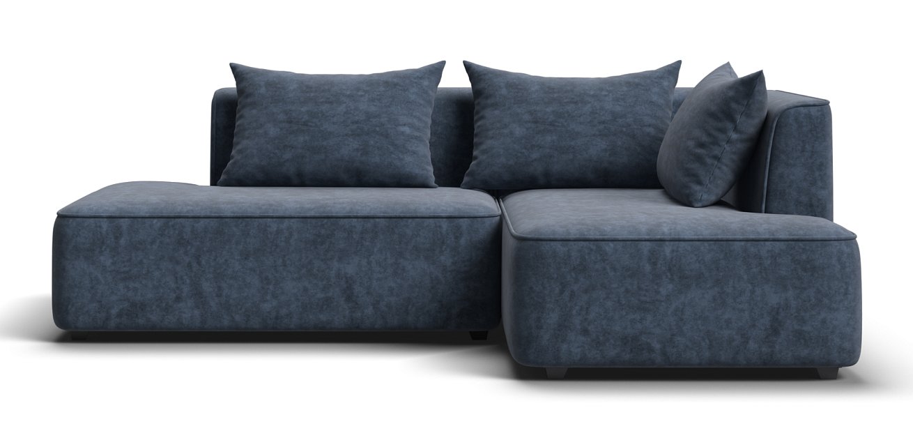 Кинг Твин угловой диван Велюр Роял синий правый