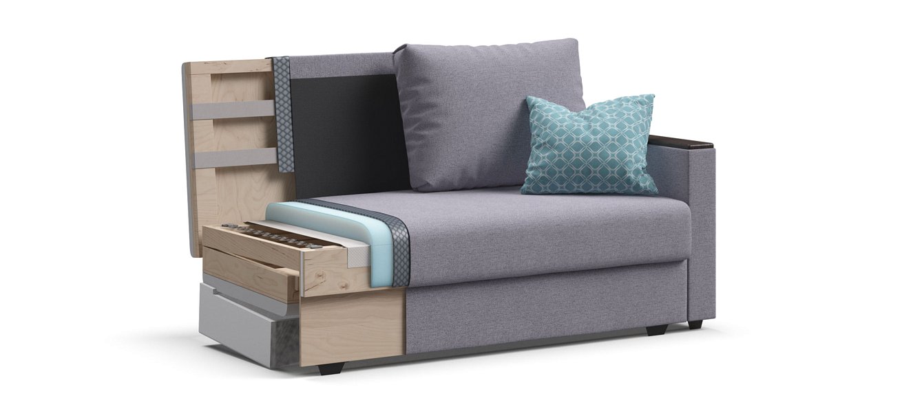 Диван Атланта-2 Лайт рогожка Malmo платина