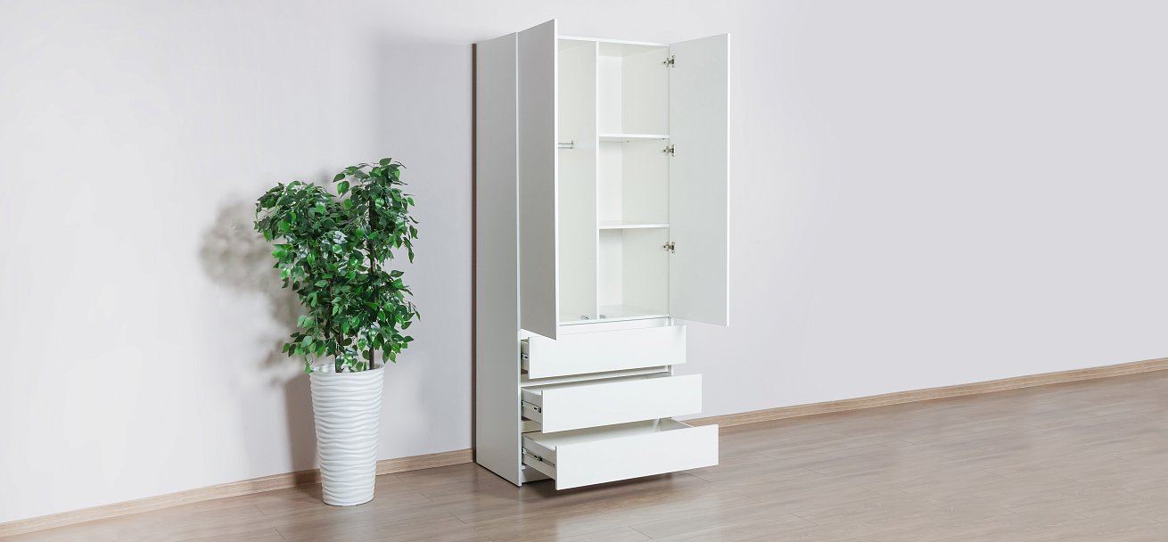 Идея 90 шкаф распашной 2Д+ящики Белый