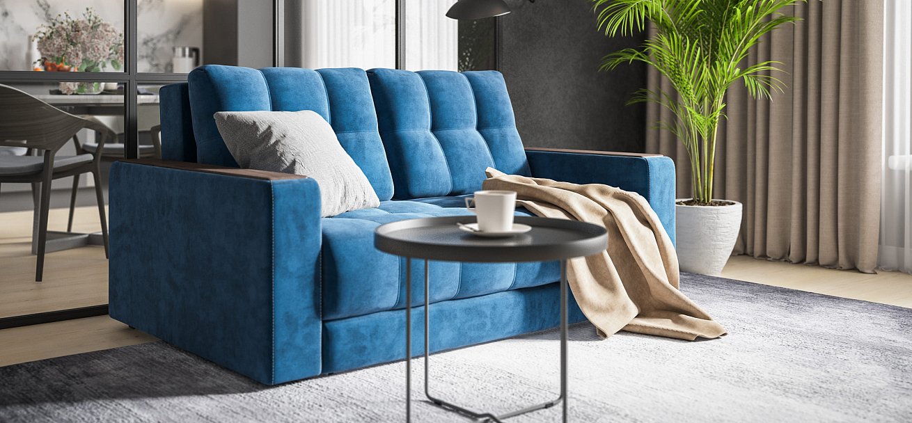 Диван BOSS Compact велюр Monolit синий