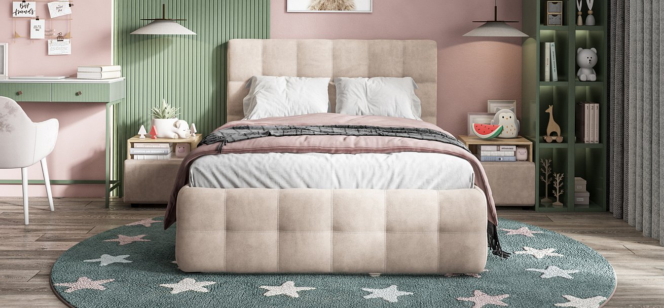 Кровать Босс 140*200 Про велюр Monolit латте