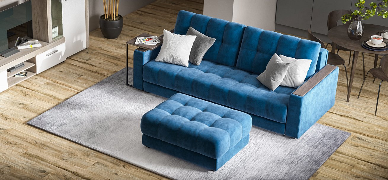 Пуф BOSS XL велюр Monolit синий