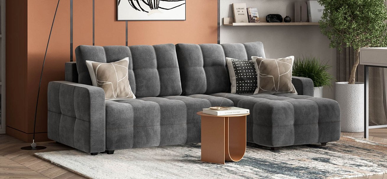 Угловой диван Dandy euro SE велюр Monolit серый