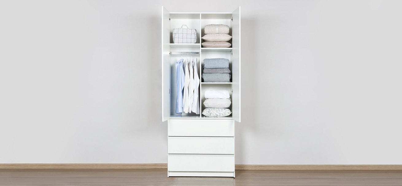 Идея 90 шкаф распашной 2Д+ящики Белый