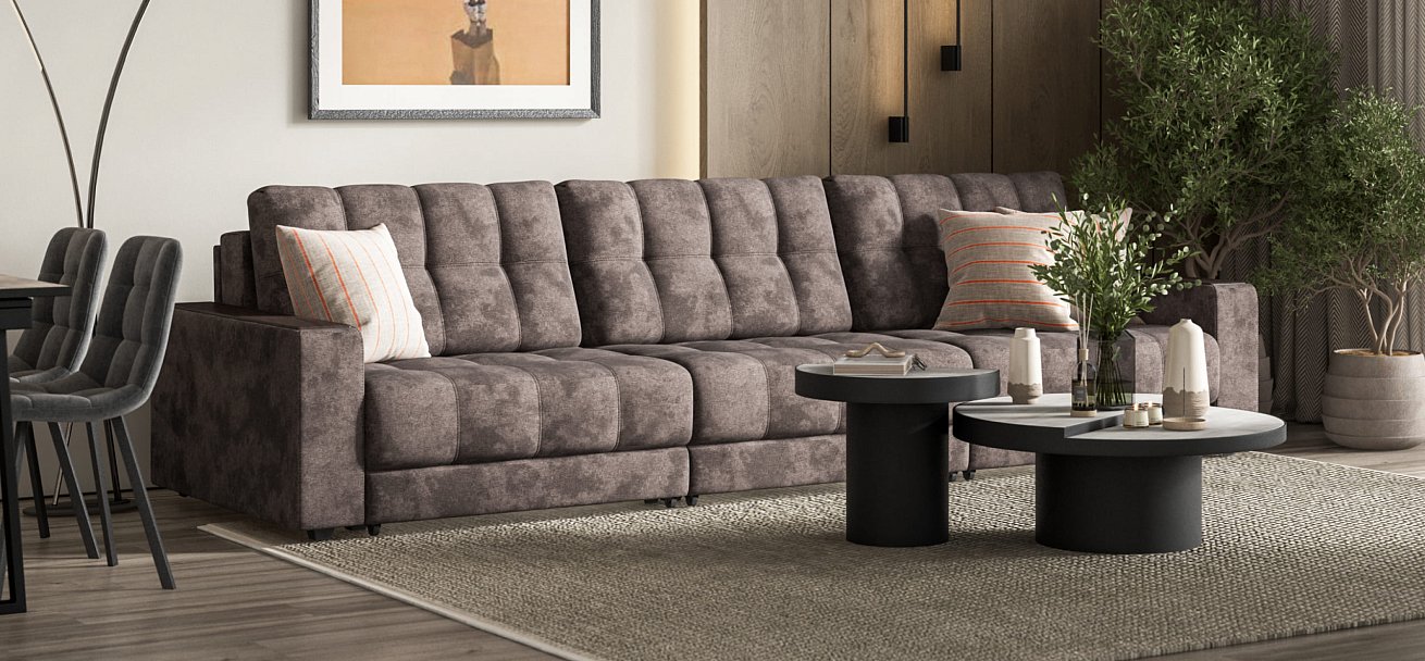 Диван BOSS GRAND Велюр Alkantara серый