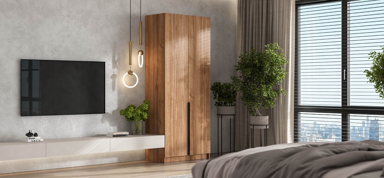 Босс Стандарт 90*220 шкаф распашной 2Д Орех Селект