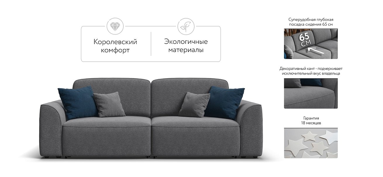 Кинг диван Рогожка Мальмо серый