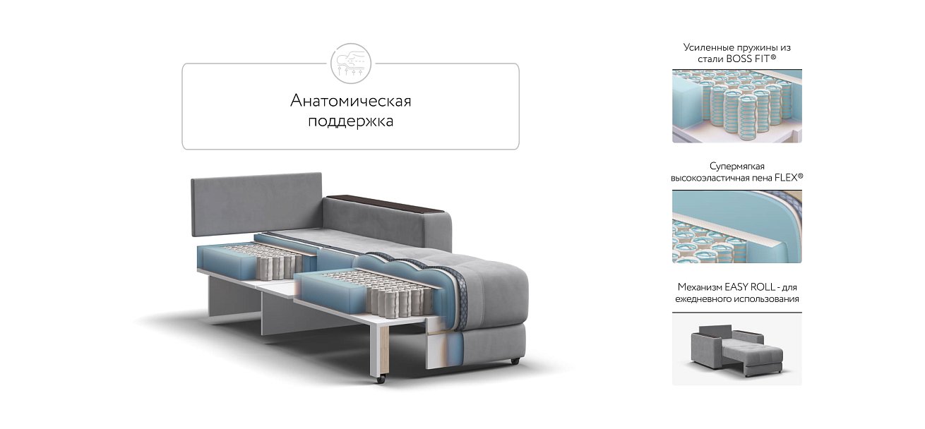 Кресло-кровать BOSS 2.0 велюр Monolit сталь