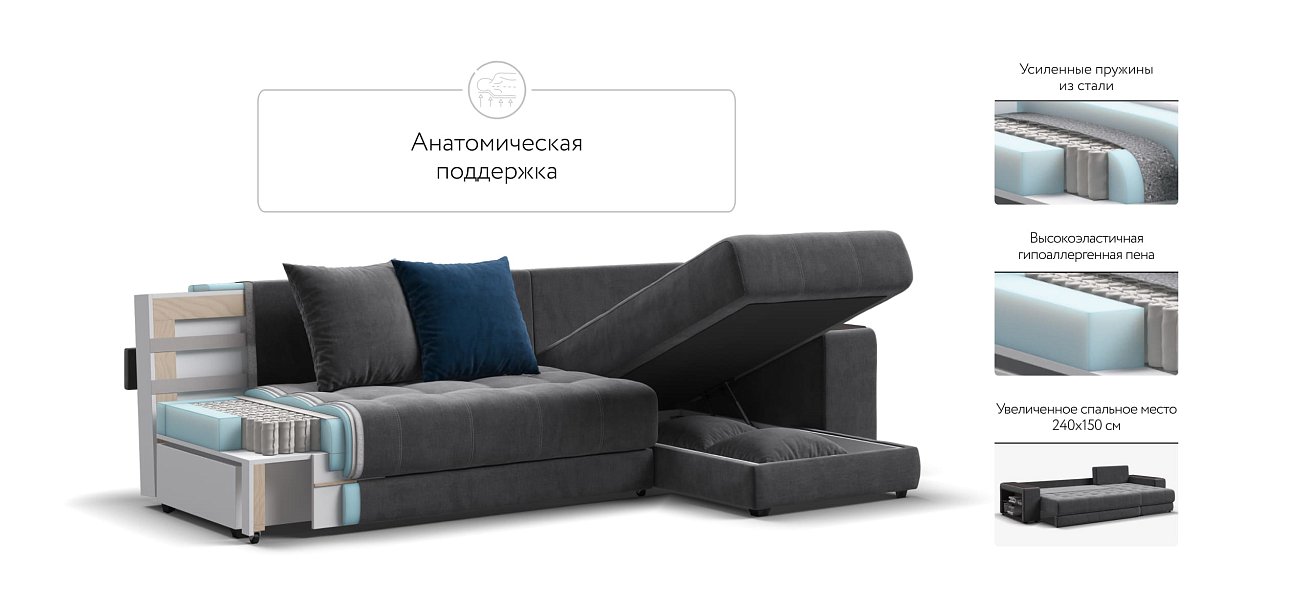 Дубай У 3.0 Monolit серый, Monolit синий