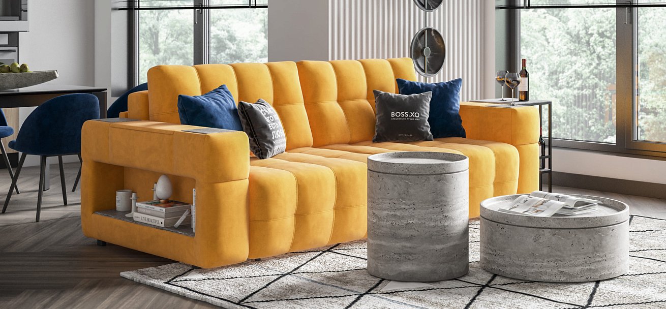 Диван BOSS.XO велюр Monolit маст / WOOD Rock
