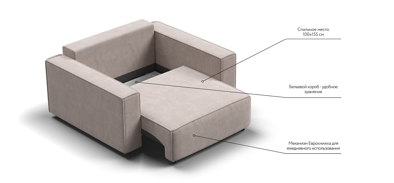 Кресло BOSS SOFT MODOOL велюр Monolit латте