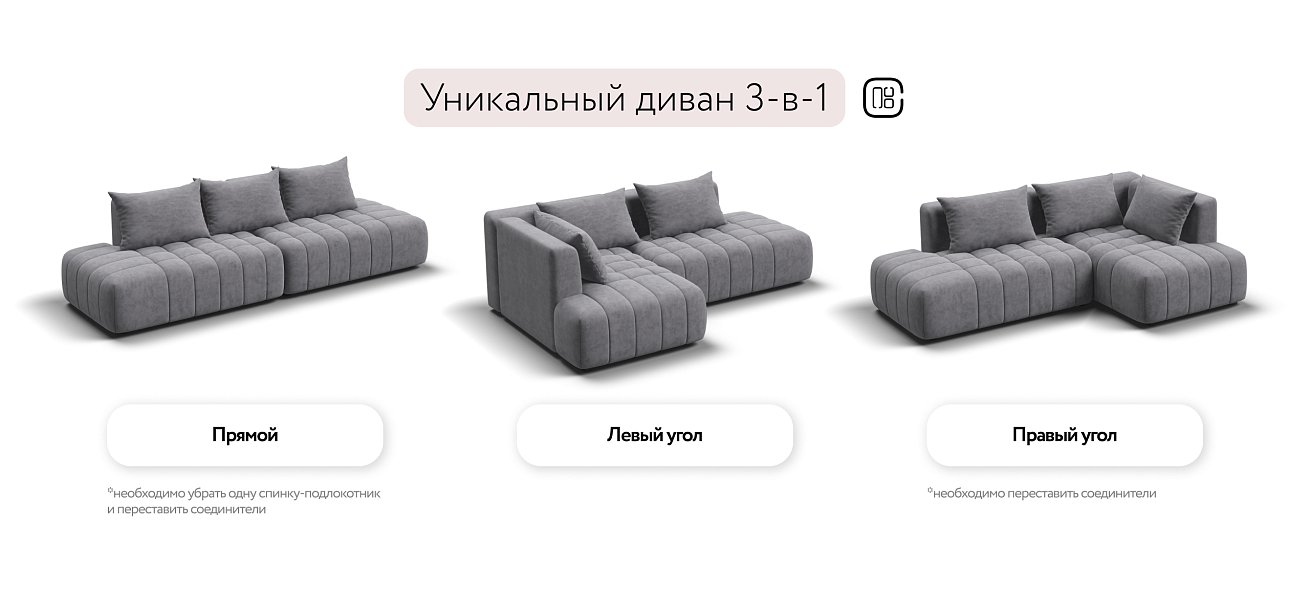 Босс Твин угловой диван левый Велюр Роял агат