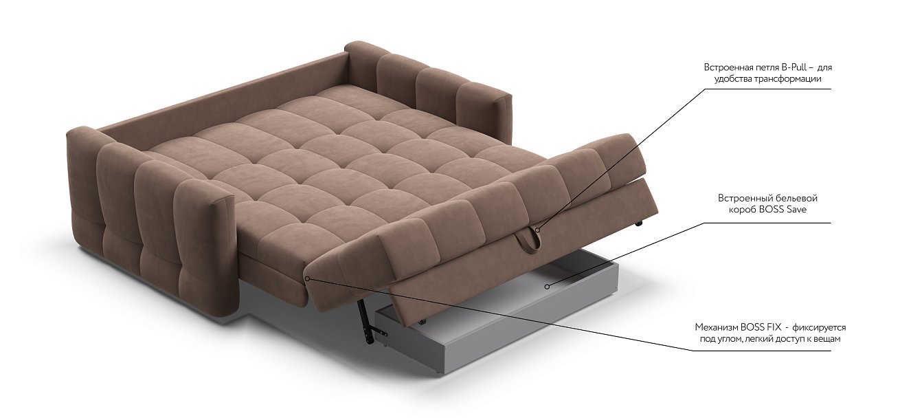 Диван BOSS Sleep 160 велюр Monolit мокко