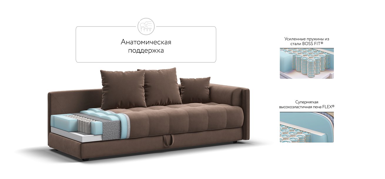 Тахта BOSS велюр Monolit мокко