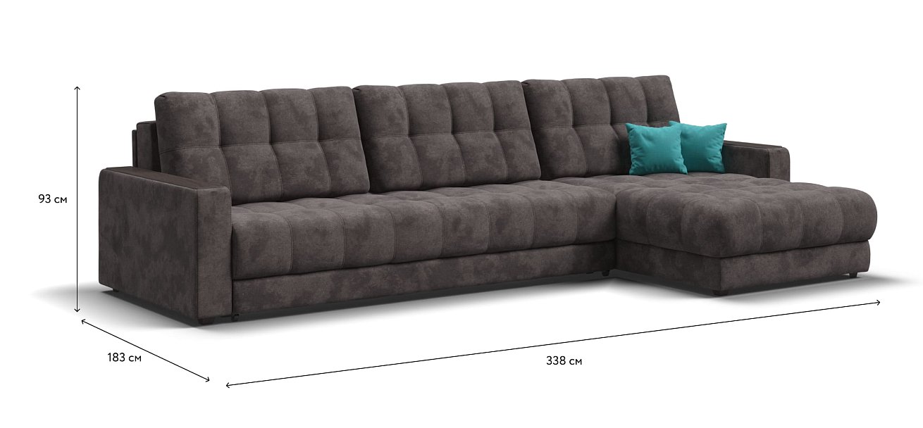 Угловой диван BOSS 3.0 MAX велюр Alkantara серый