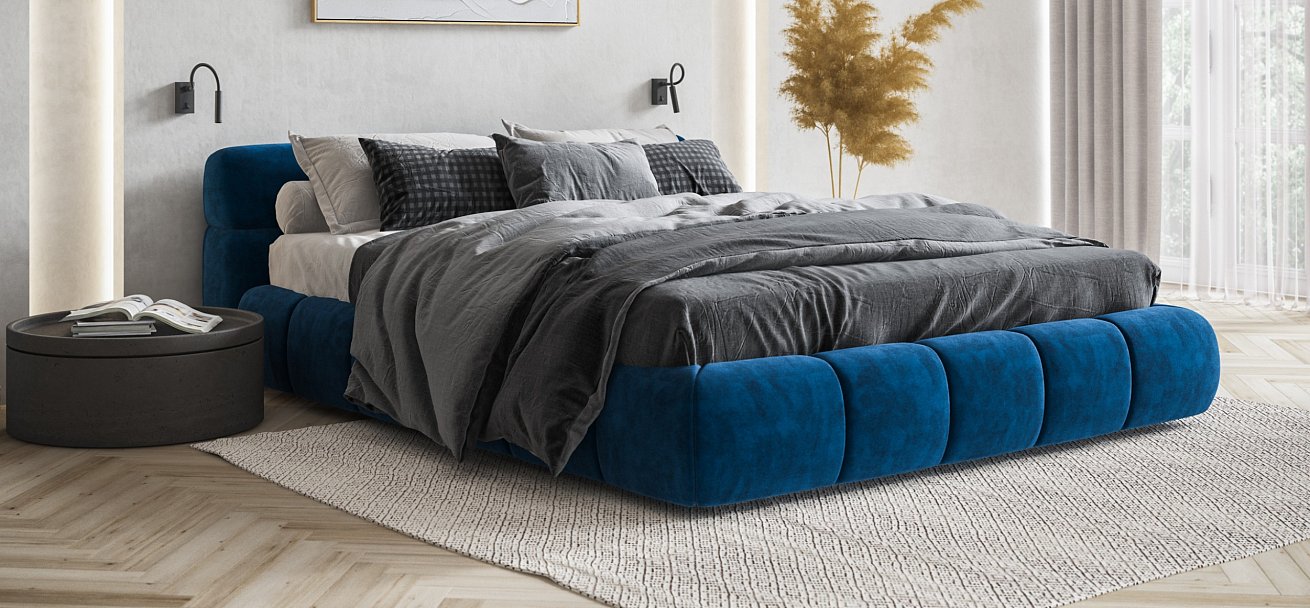 Кровать Босс Дрим 160*200 Про велюр Monolit синяя