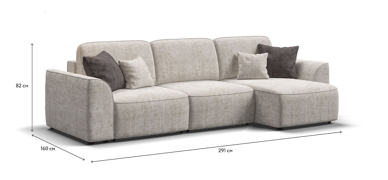 Угловой диван KING SE Шенилл IQ кварц