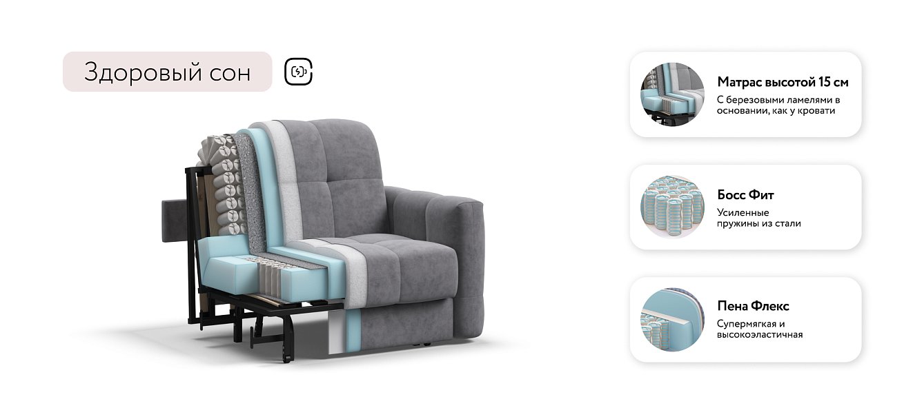 Босс Слип кресло-кровать Велюр Роял агат