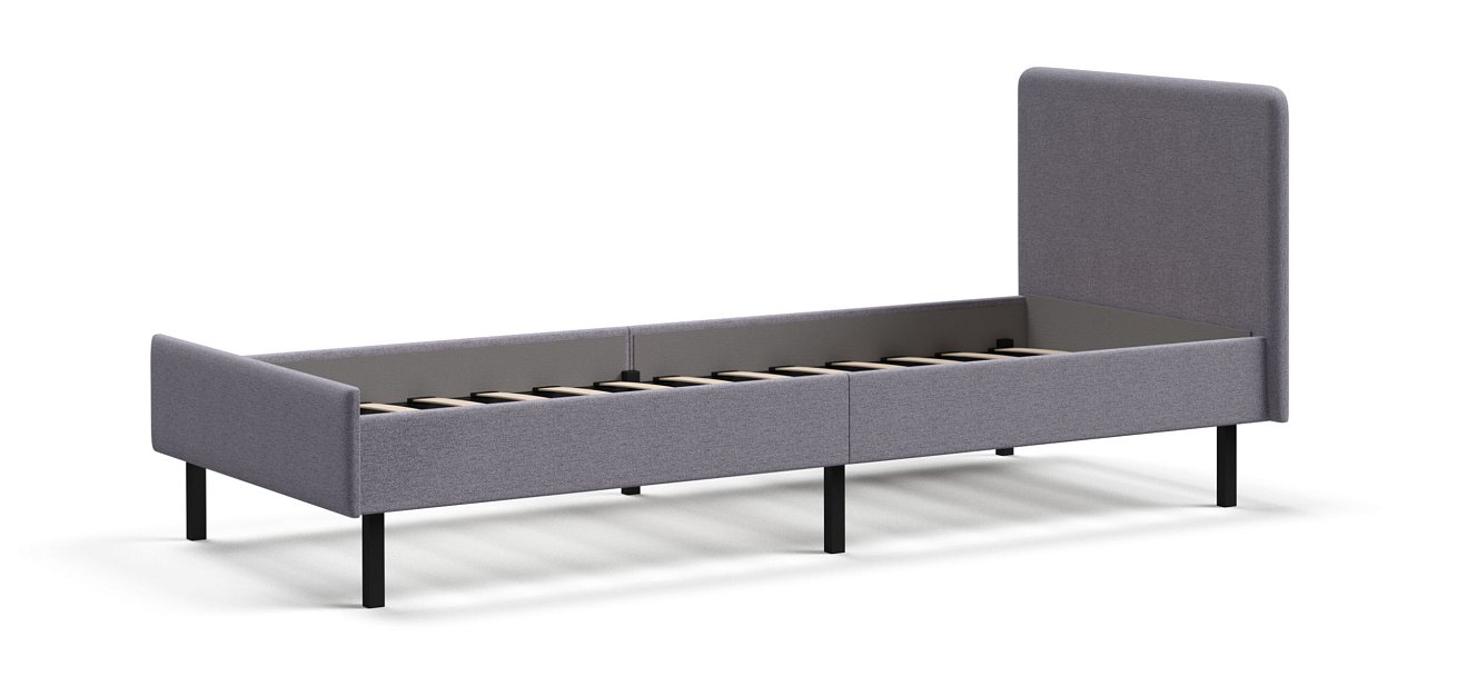 Кровать Уна мини рогожка Malmo платина, Чёрная