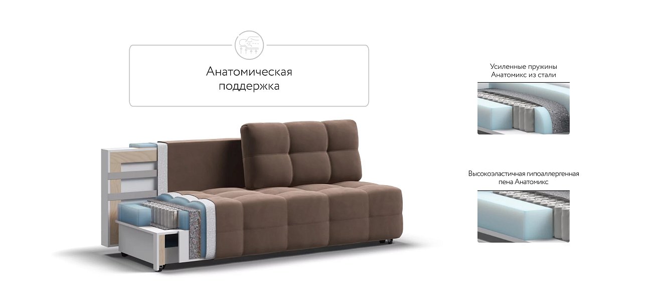 Денди Мини диван Велюр Монолит мокко