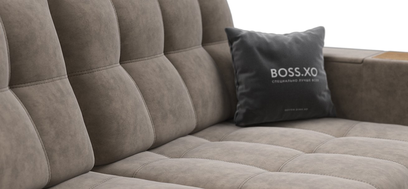 Диван BOSS.XO Велюр Роял тауп / WOOD Smok